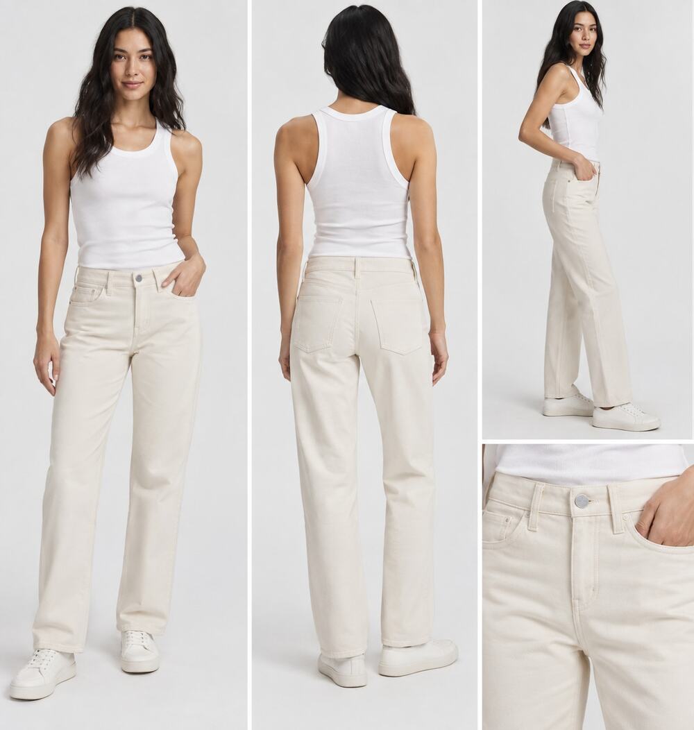 Lululemon EasyFive Pants Women 27 Cream Mid Rise Relaxed Straight NWT